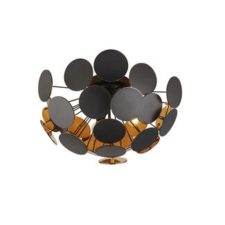 Searchlight Plafondlamp Discus - Zwart/Goud
